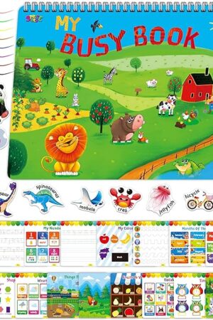 The Preschool Busy Book, 30 Different Themes Activities Book, Montessori Learning Toy Educational Tool for Alphabet/Numbers/Color/Shapes/Animals/Weather/Holidays -Autism Sensory Toys for Boys & Girls