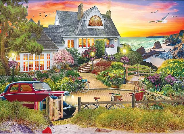 The RoseArt - My Happy Place - Seaside Hill - 1000 Piece Jigsaw Puzzle for Adults