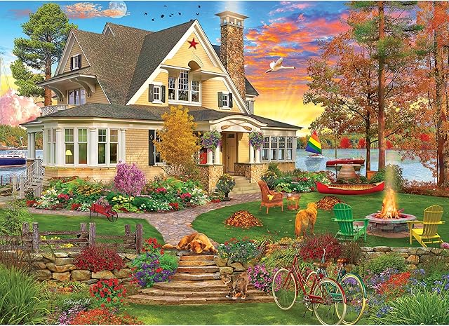 The RoseArt - Kodak Premium Cork - Lakeside Home - 1000 Piece Jigsaw Puzzle for Adults
