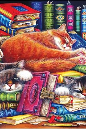 The RoseArt - Puzzle Collector - The Old Book Shops Cats - 1000 Piece Jigsaw Puzzle for Adults