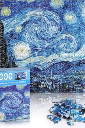 The Puzzle for Adults 1000 Pieces Van Gogh Starry Night Puzzle Artwork Jigsaw Puzzle Family Game (28''x 20'')