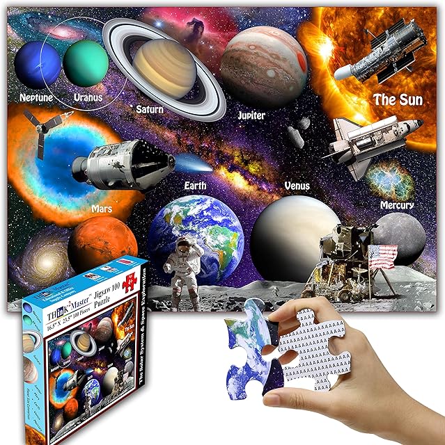 The Think2Master Solar System & Space Exploration 100 Pieces Jigsaw Puzzle Fun Educational Toy for Kids, School & Families. Great Gift for Boys & Girls Ages 4-8 8-10 to for Learning. 23.4? X 16.5?