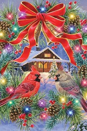 The RoseArt - Abraham Hunter Light Up - Deck The Halls - 500 Piece Jigsaw Puzzle for Adults