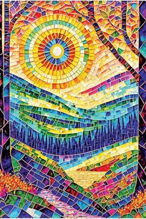 The RoseArt - Stained Glass - The Sun Shines on Dreamland - 300 Piece Adult Jigsaw Puzzle for Adults