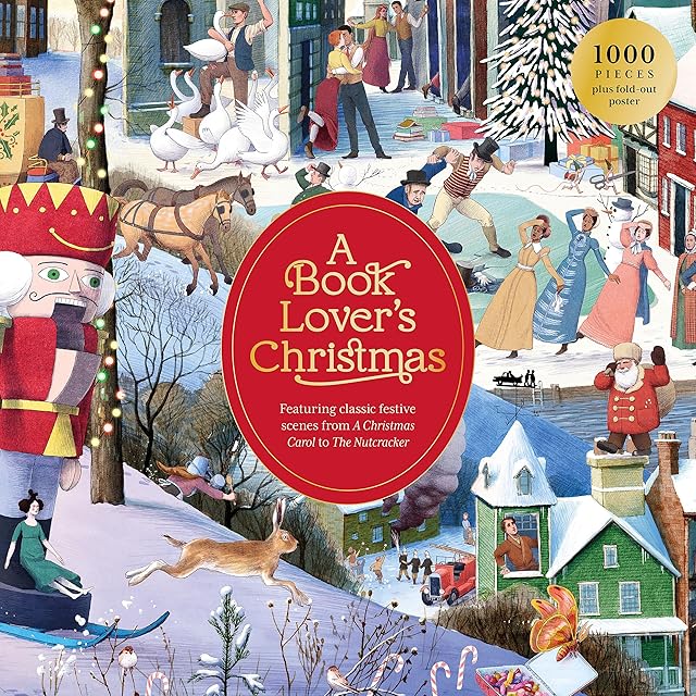The A Book Lover's Christmas A 1000-piece Jigsaw Puzzle — Includes Beautiful Illustrations of Christmas Scenes from Literature, find Your Favorite Characters!